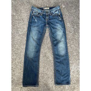 BUCKLE BKE TENLEY Bootcut Jean Low Rise Med Light Wash Distress Sz. W25xL31 1/2